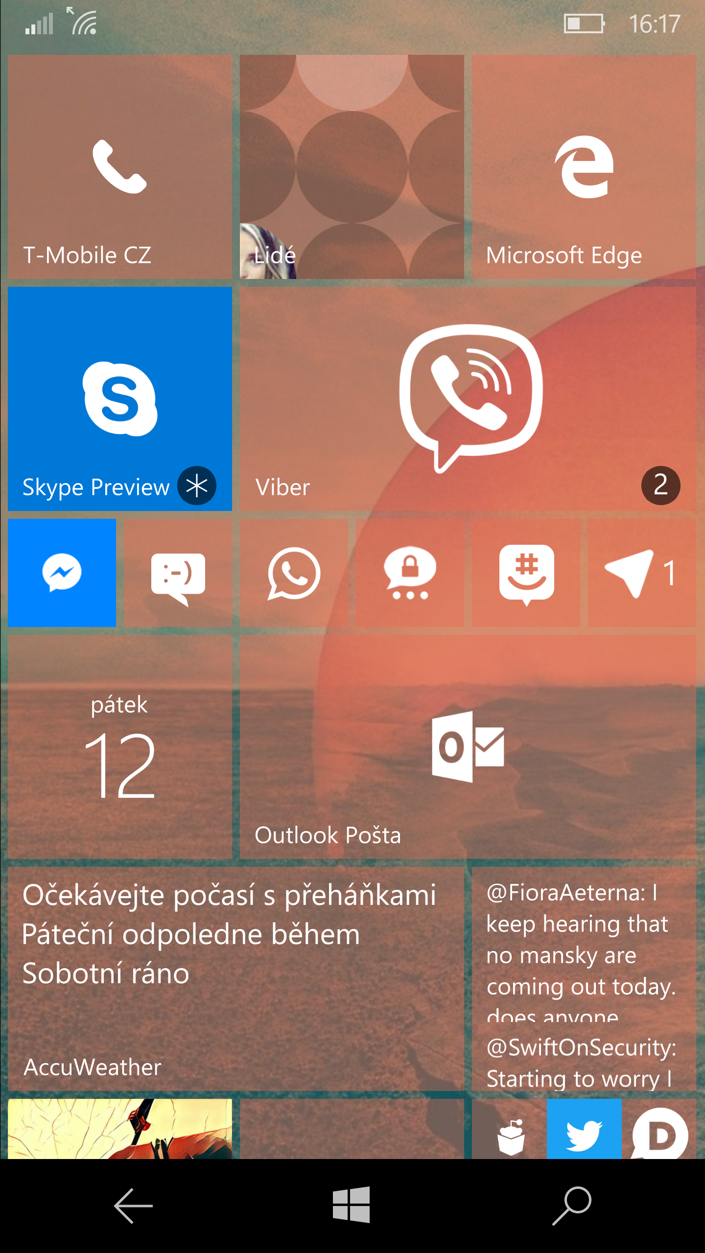 Start obrazovka ve Windows 10 Mobile